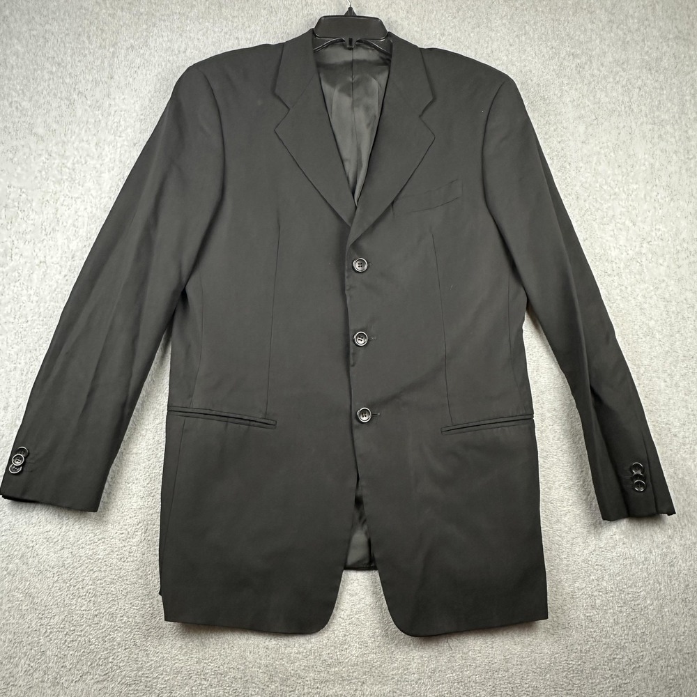 Armani Collezioni Suit Jacket Mens 42R Black Wool Blazer 3 Button Made Italy